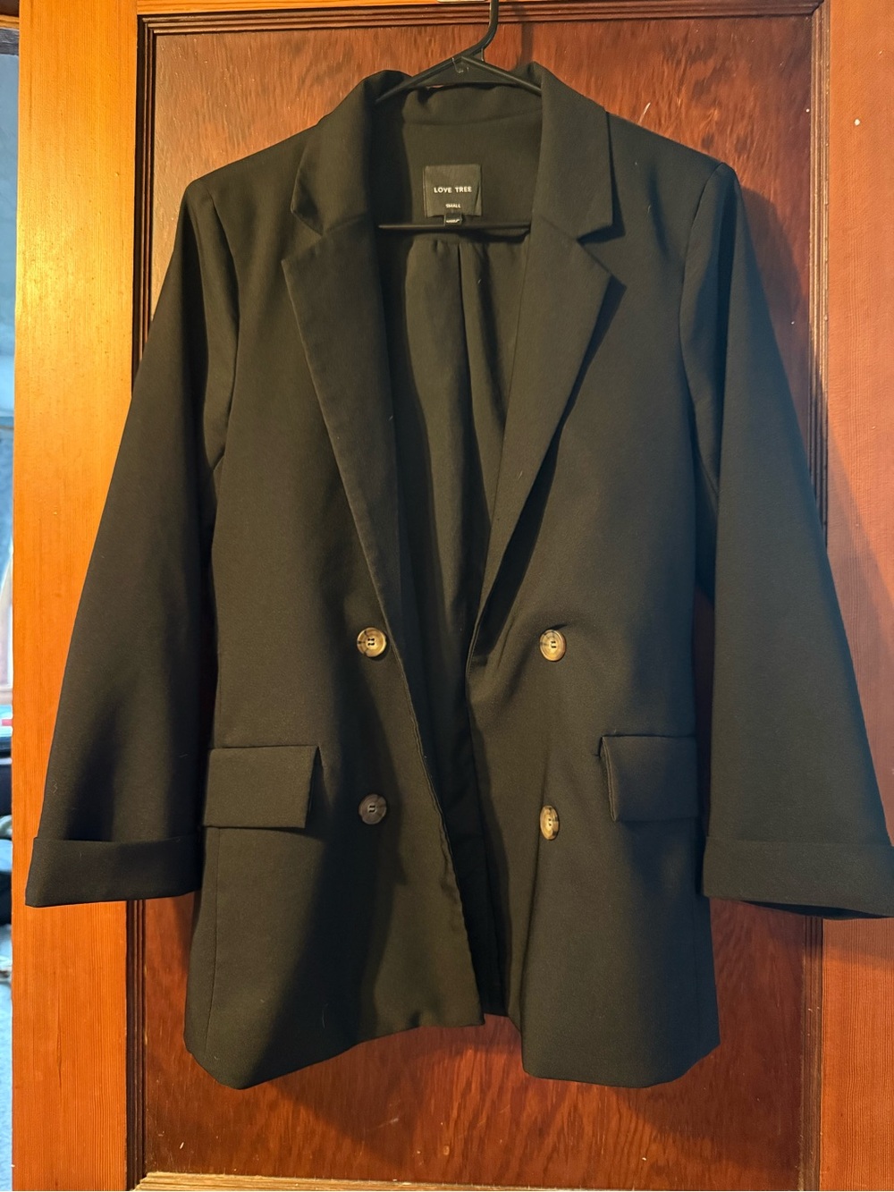 Love Tree Black Double-Breasted Blazer